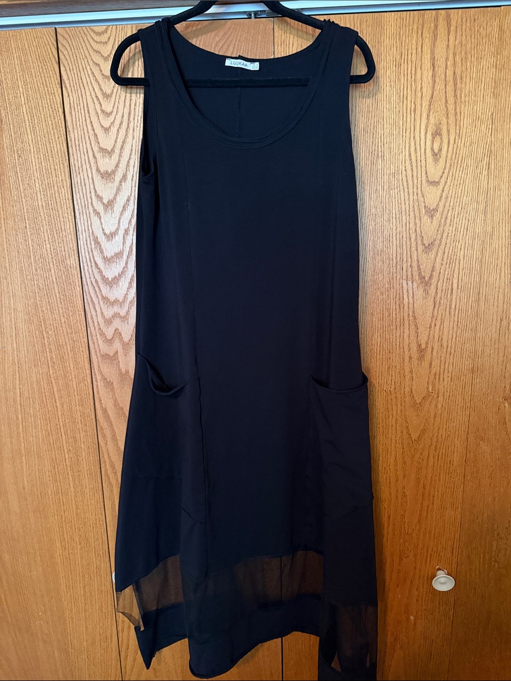 Luukaa Black Maxi Dress with Sheer Hem